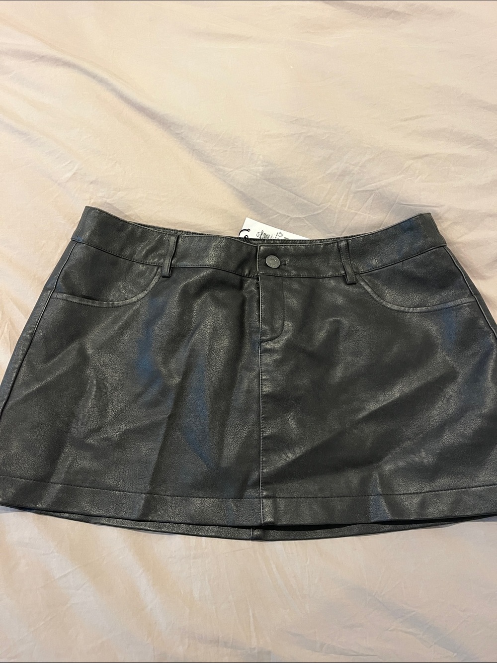 Garage Black Faux Leather Mini Skirt